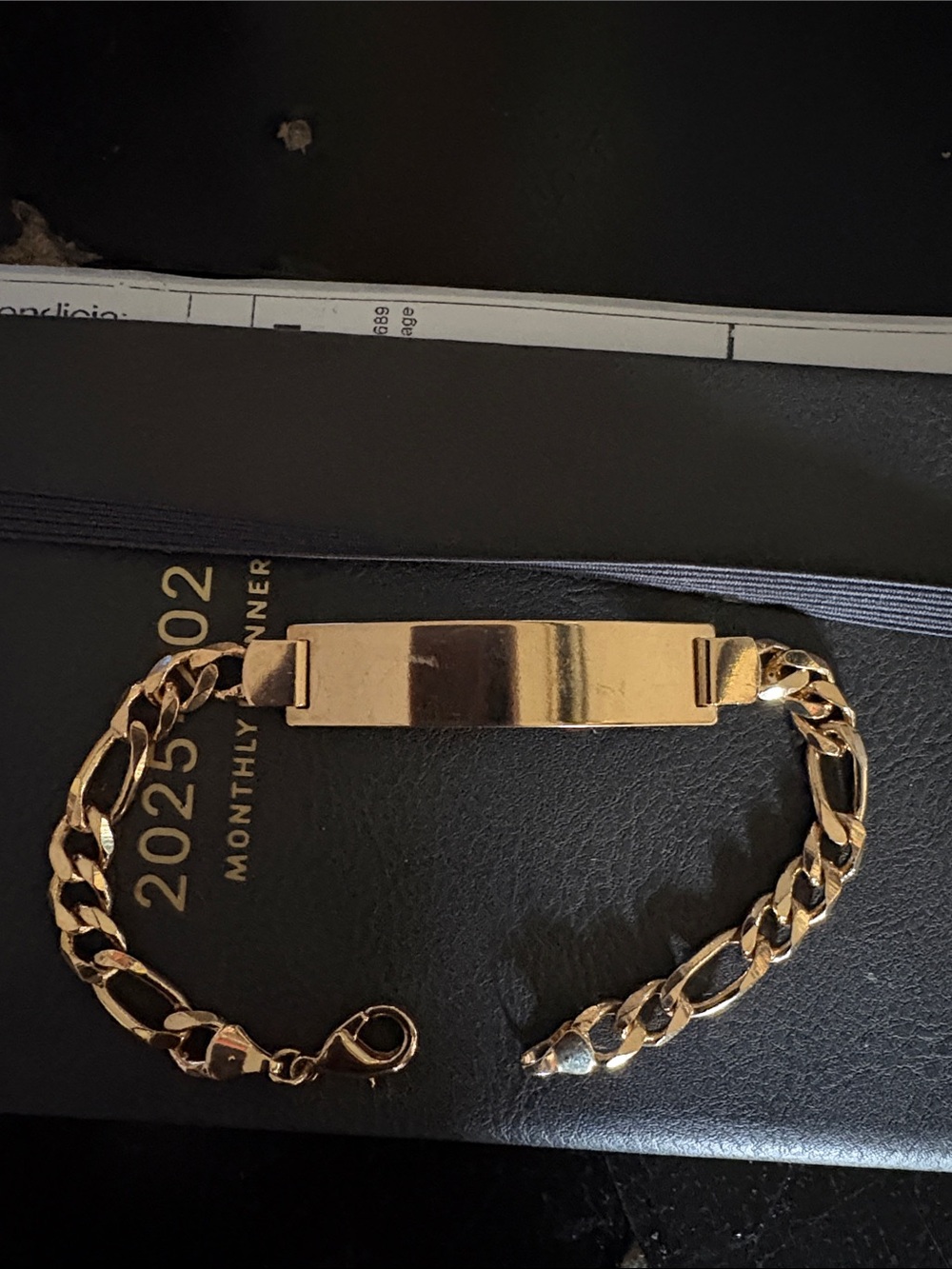 Gold Tone Men’s ID Bracelet - Polished Link Chain